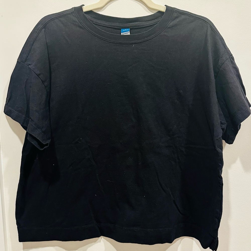 Black boxy Old Navy Shirt Large Petite Cotton